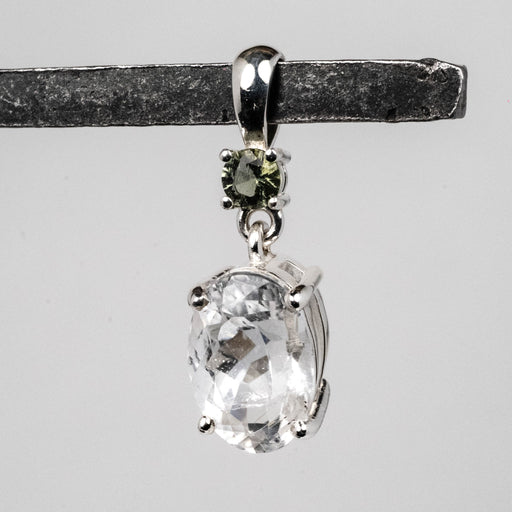 Phenakite 12x8mm 4 ct + 4mm Moldavite Pendant - InnerVision Crystals