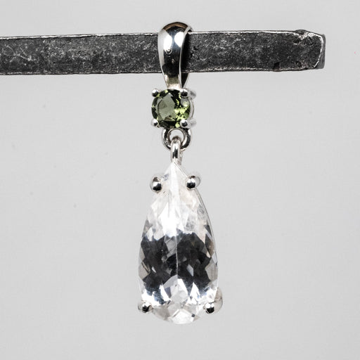 Phenakite 16x8mm 3.9 ct + 4mm Moldavite Pendant - InnerVision Crystals