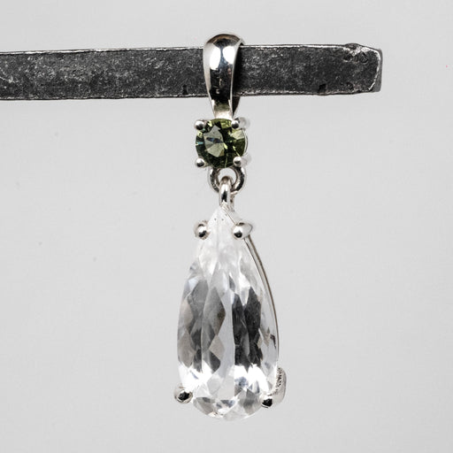 Phenakite 17x8mm 4.4 ct + 4mm Moldavite Pendant - InnerVision Crystals