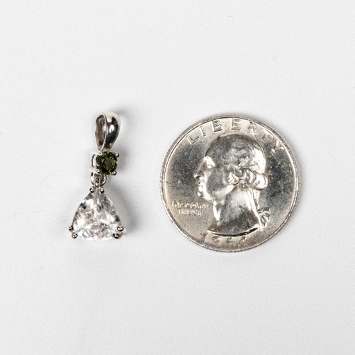 Phenakite 9.5mm 2.25 ct + 4mm Moldavite Pendant - InnerVision Crystals