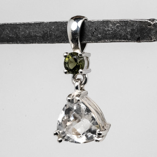 Phenakite 9.5mm 2.25 ct + 4mm Moldavite Pendant - InnerVision Crystals