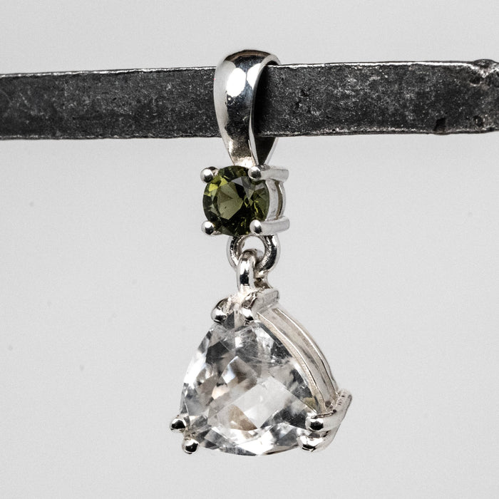Phenakite 9.5mm 2.25 ct + 4mm Moldavite Pendant - InnerVision Crystals