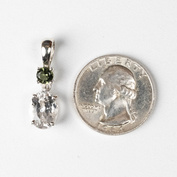 Phenakite + Moldavite Pendant 3.3 ct 27x8mm - InnerVision Crystals