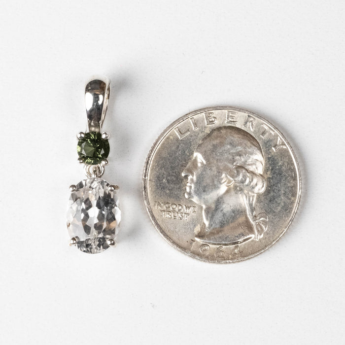 Phenakite + Moldavite Pendant 3.3 ct 27x8mm - InnerVision Crystals