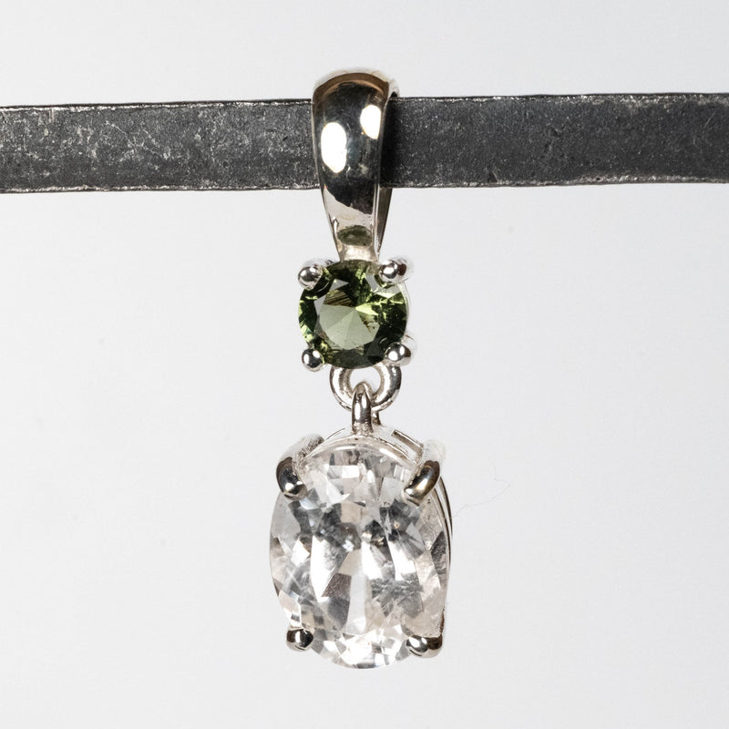 Phenakite + Moldavite Pendant 3.3 ct 27x8mm - InnerVision Crystals