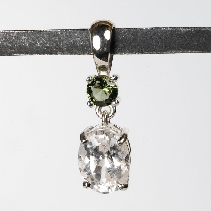 Phenakite + Moldavite Pendant 3.3 ct 27x8mm - InnerVision Crystals