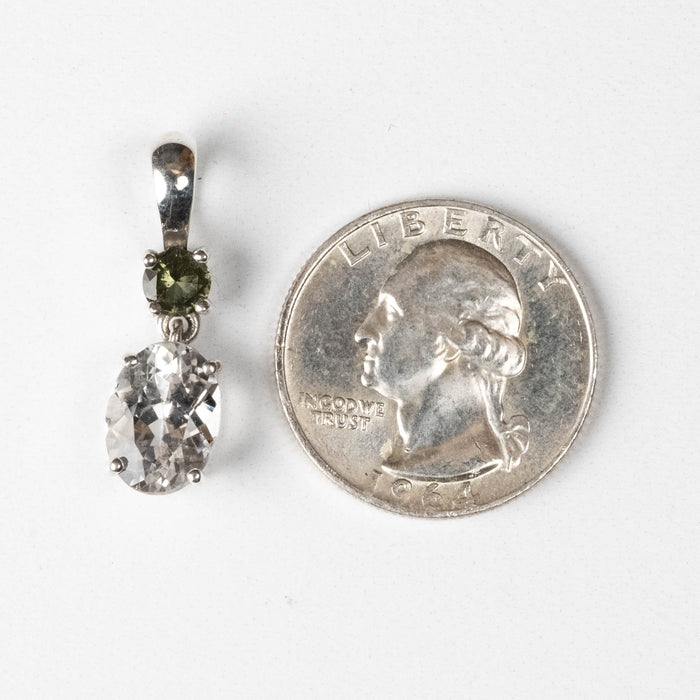 Phenakite + Moldavite Pendant 3.5 ct 27x8mm - InnerVision Crystals