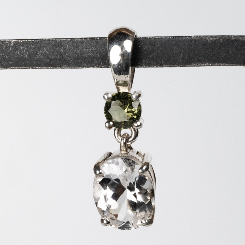 Phenakite + Moldavite Pendant 3.7 ct 27x8mm - InnerVision Crystals