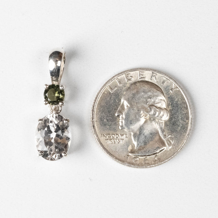 Phenakite + Moldavite Pendant 3.7 ct 27x8mm - InnerVision Crystals