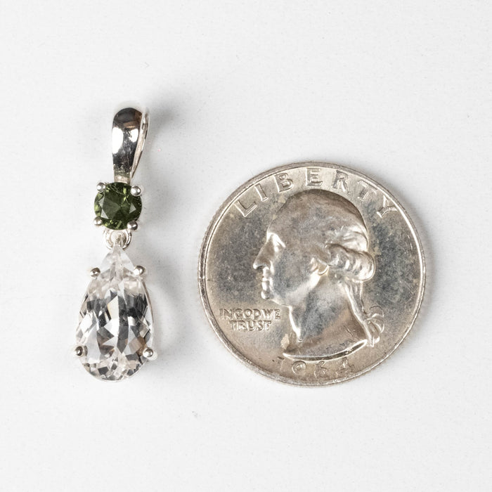 Phenakite + Moldavite Pendant 3.90 ct 28x9mm - InnerVision Crystals