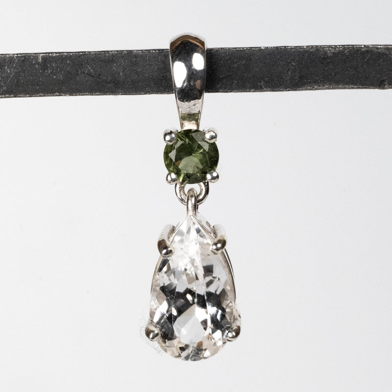 Phenakite + Moldavite Pendant 3.90 ct 28x9mm - InnerVision Crystals