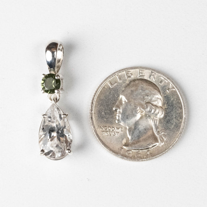 Phenakite + Moldavite Pendant 3.90 ct 29x9mm - InnerVision Crystals