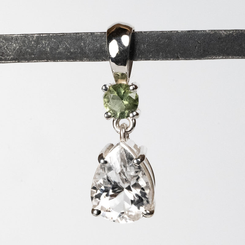 Phenakite + Moldavite Pendant 4.10 ct 28x9mm - InnerVision Crystals