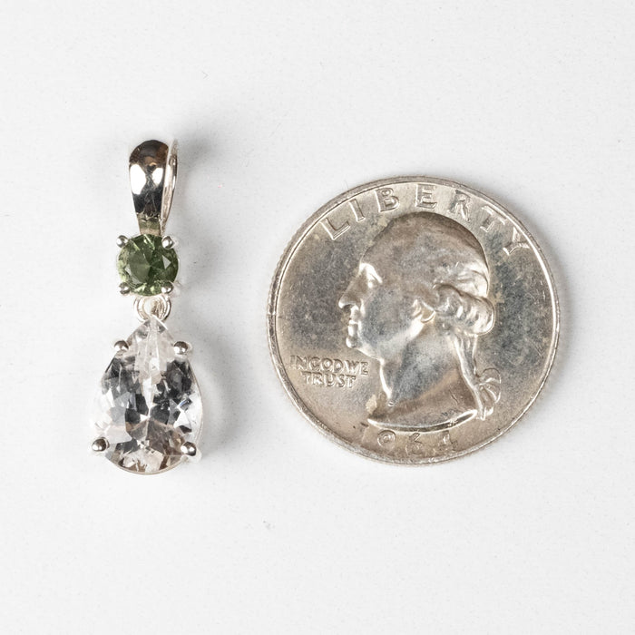 Phenakite + Moldavite Pendant 4.10 ct 28x9mm - InnerVision Crystals