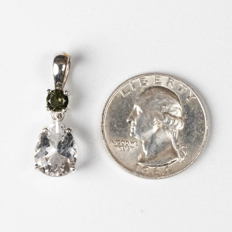 Phenakite + Moldavite Pendant 4.10 ct 29x8mm - InnerVision Crystals