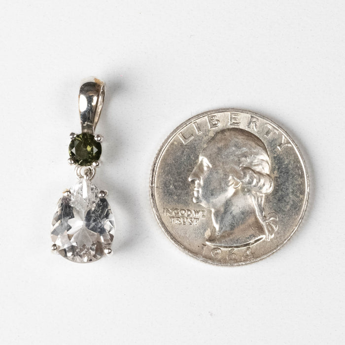 Phenakite + Moldavite Pendant 4.10 ct 29x8mm - InnerVision Crystals