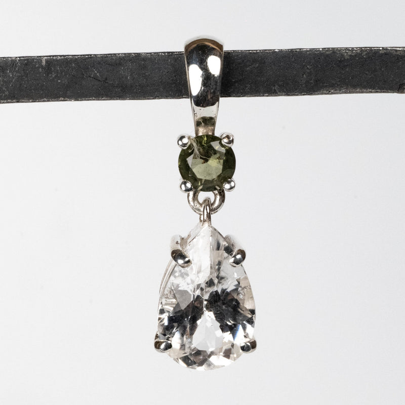 Phenakite + Moldavite Pendant 4.10 ct 30x8mm - InnerVision Crystals