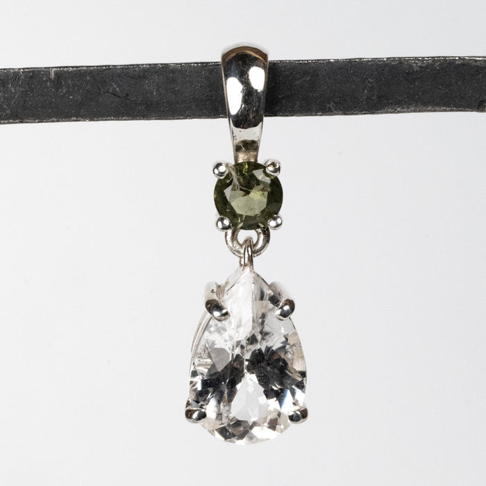 Phenakite + Moldavite Pendant 4.10 ct 30x8mm - InnerVision Crystals