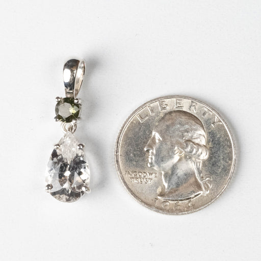 Phenakite + Moldavite Pendant 4.10 ct 30x8mm - InnerVision Crystals