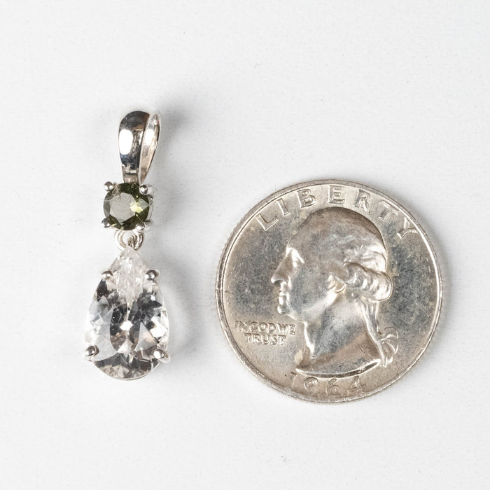 Phenakite + Moldavite Pendant 4.10 ct 30x8mm - InnerVision Crystals
