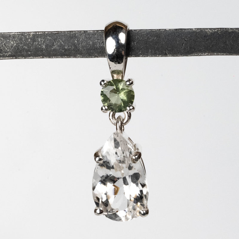 Phenakite + Moldavite Pendant 4.30 ct 30x9mm - InnerVision Crystals