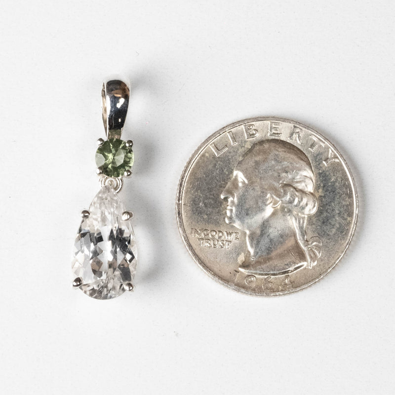 Phenakite + Moldavite Pendant 4.30 ct 30x9mm - InnerVision Crystals