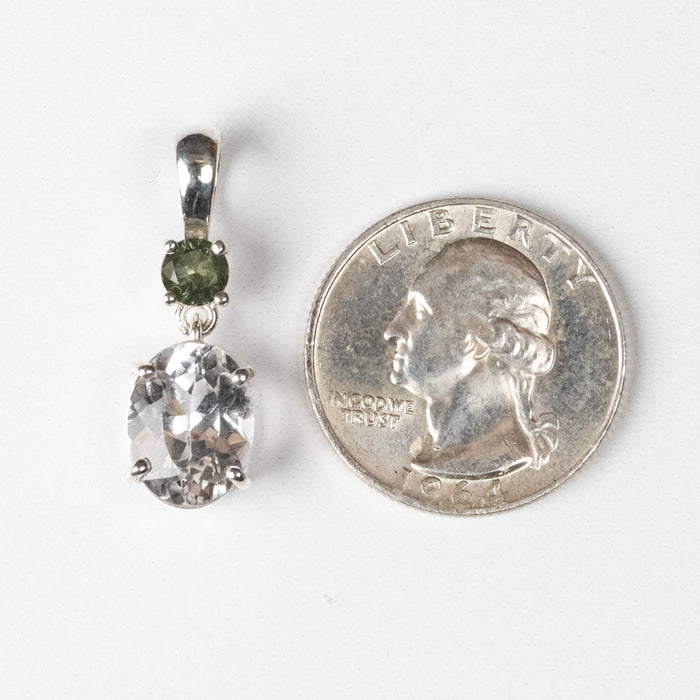 Phenakite + Moldavite Pendant 4.5 ct 28x9mm - InnerVision Crystals