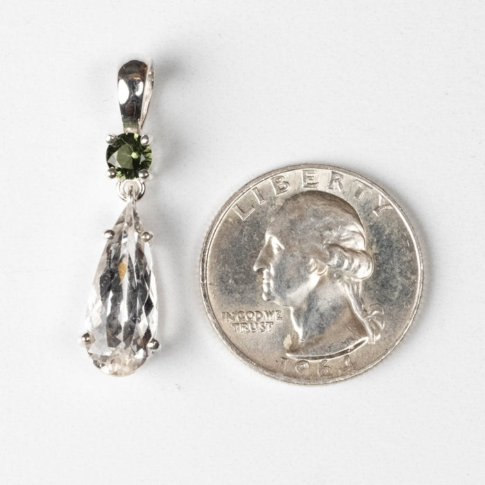 Phenakite + Moldavite Pendant 4.50 ct 34x9mm - InnerVision Crystals