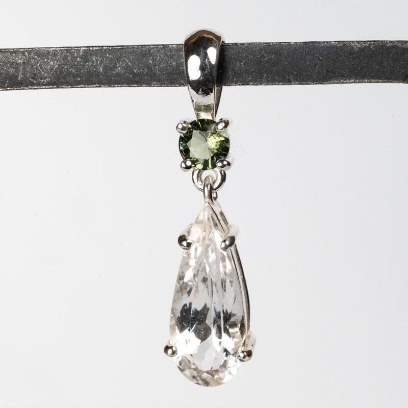 Phenakite + Moldavite Pendant 4.50 ct 34x9mm - InnerVision Crystals