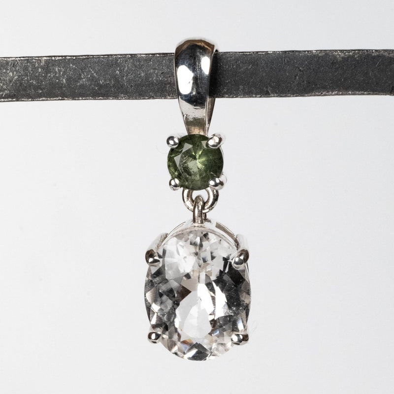 Phenakite + Moldavite Pendant 4.6 ct 29x9mm - InnerVision Crystals