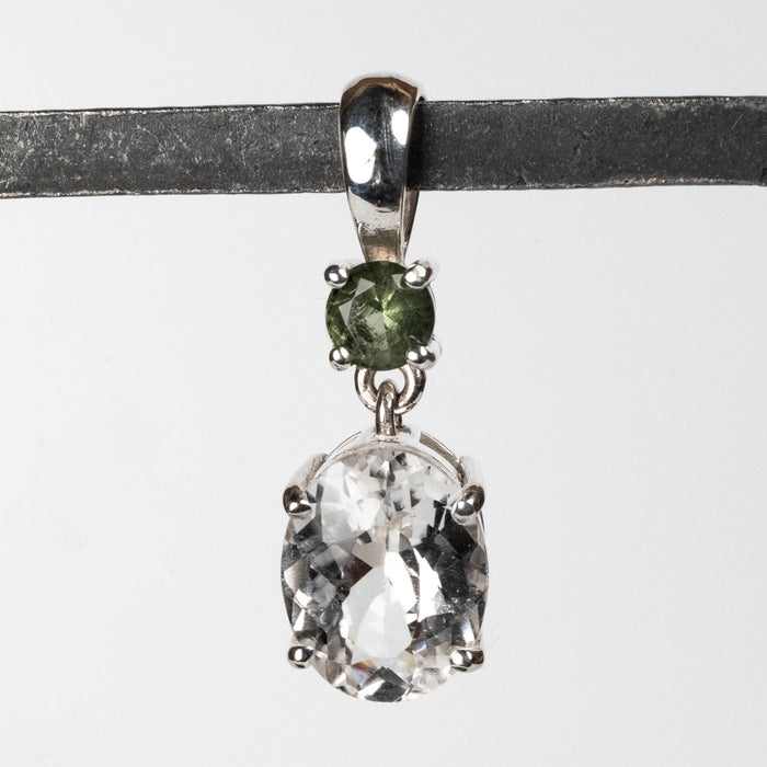 Phenakite + Moldavite Pendant 4.6 ct 29x9mm - InnerVision Crystals