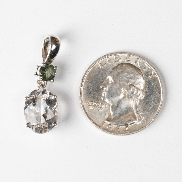 Phenakite + Moldavite Pendant 4.6 ct 29x9mm - InnerVision Crystals