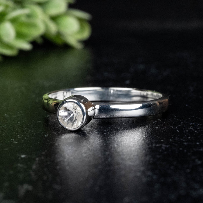 Phenakite Ring 4mm 0.38 ct Size 9 - InnerVision Crystals