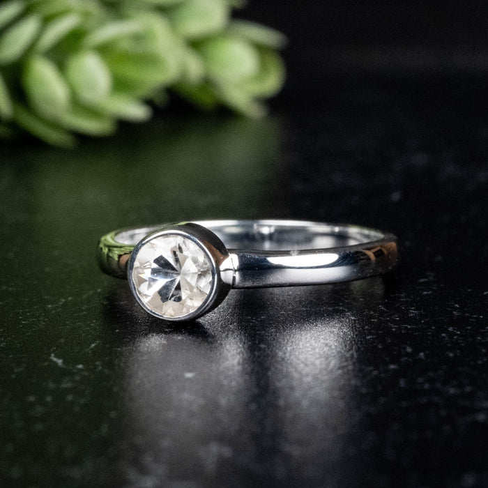 Phenakite Ring 5mm 0.45 ct Size 8 - InnerVision Crystals