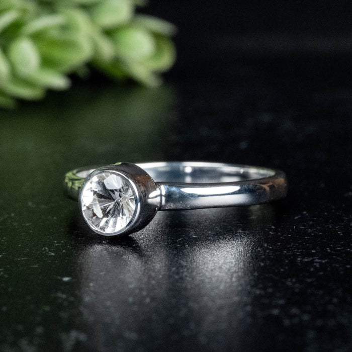 Phenakite Ring 5mm 0.52 ct Size 8 - InnerVision Crystals