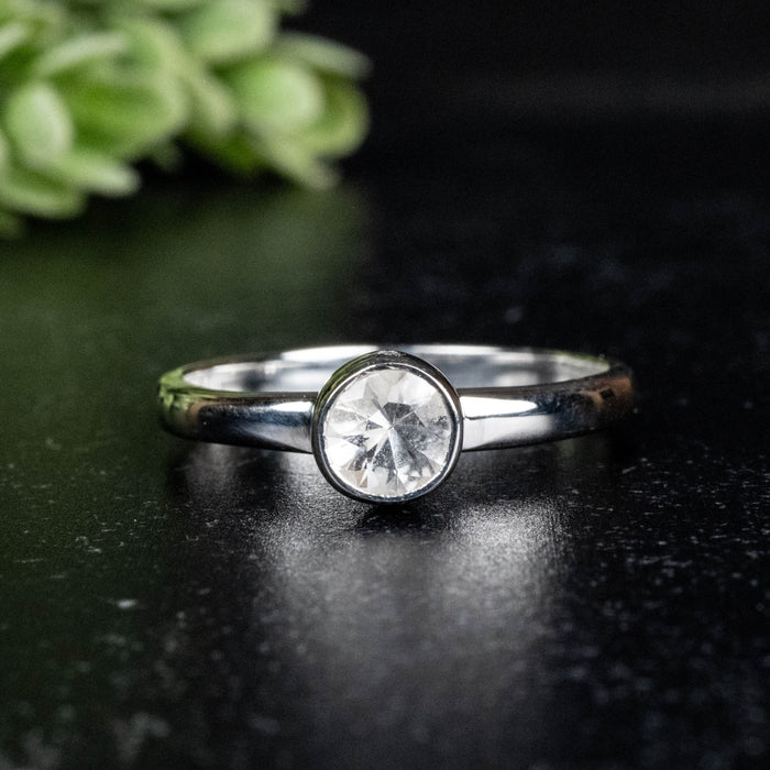 Phenakite Ring 5mm 0.55 ct Size 8 - InnerVision Crystals