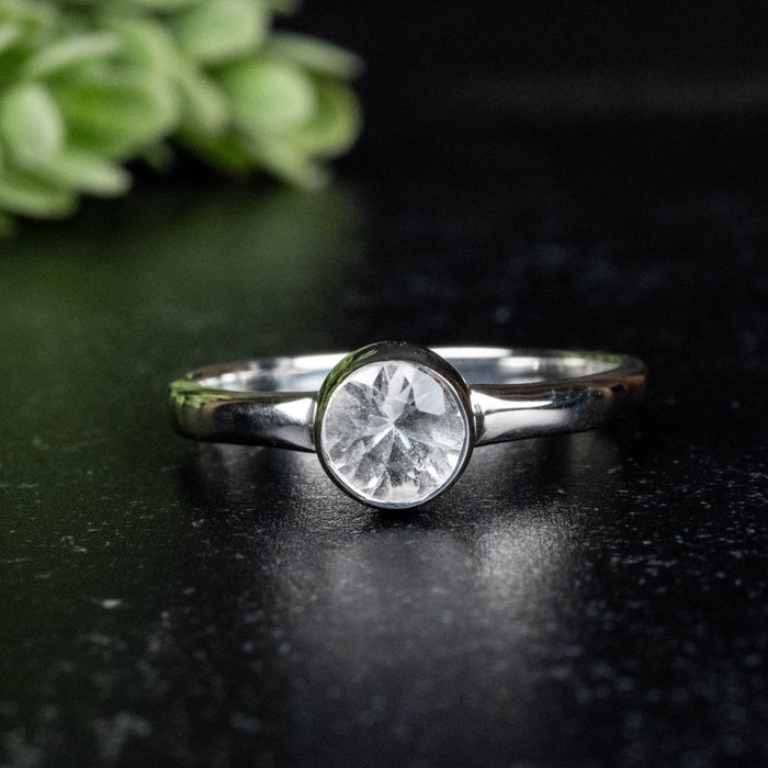 Phenakite Ring 6mm 0.61 ct Size 8 - InnerVision Crystals