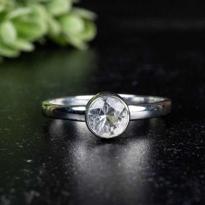 Phenakite Ring 6mm 0.66 ct Size 8 - InnerVision Crystals