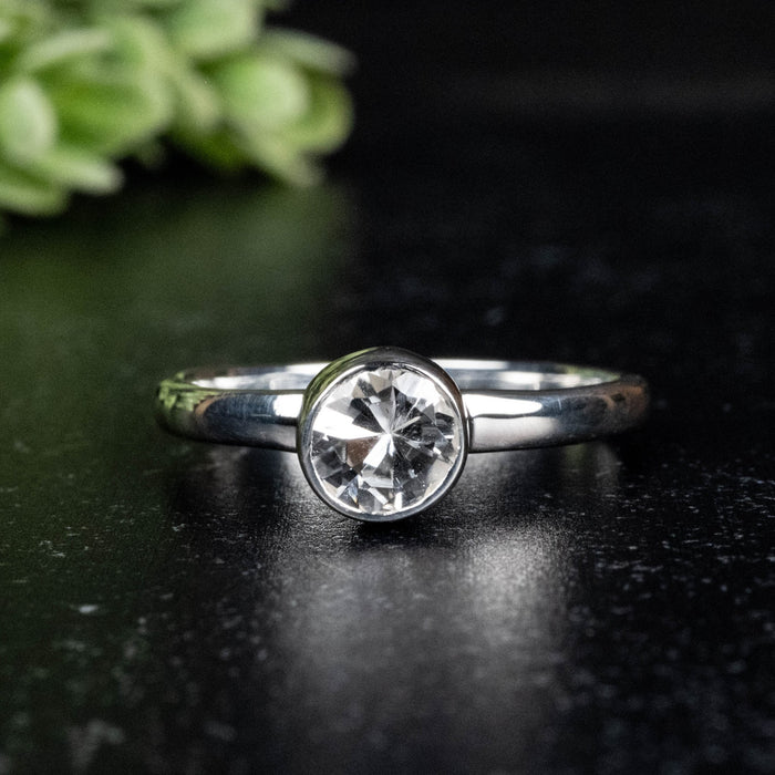 Phenakite Ring 6mm 0.73 ct Size 8 - InnerVision Crystals