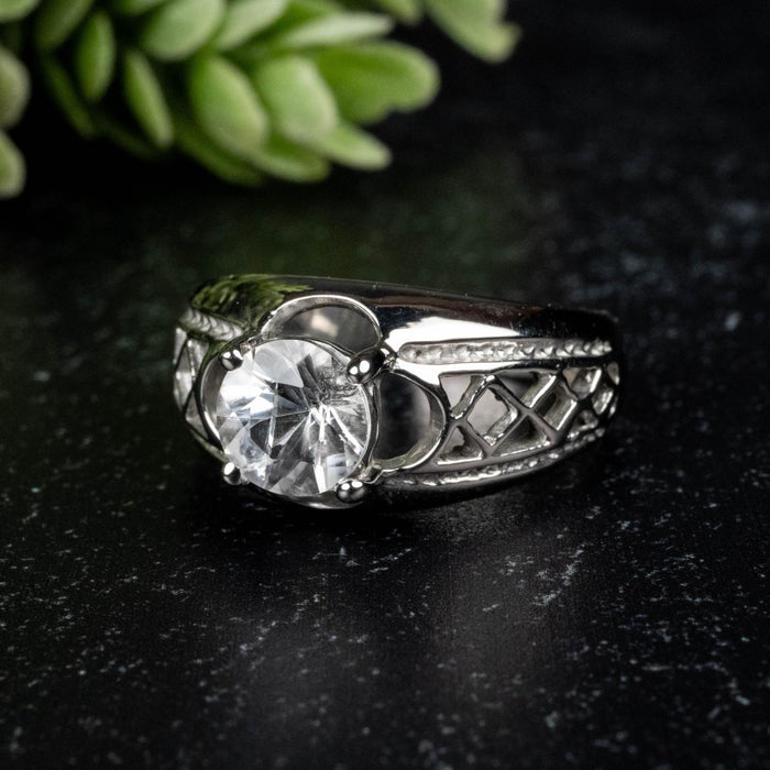 Phenakite Ring 7mm 1.35 ct Size 7.75 - InnerVision Crystals