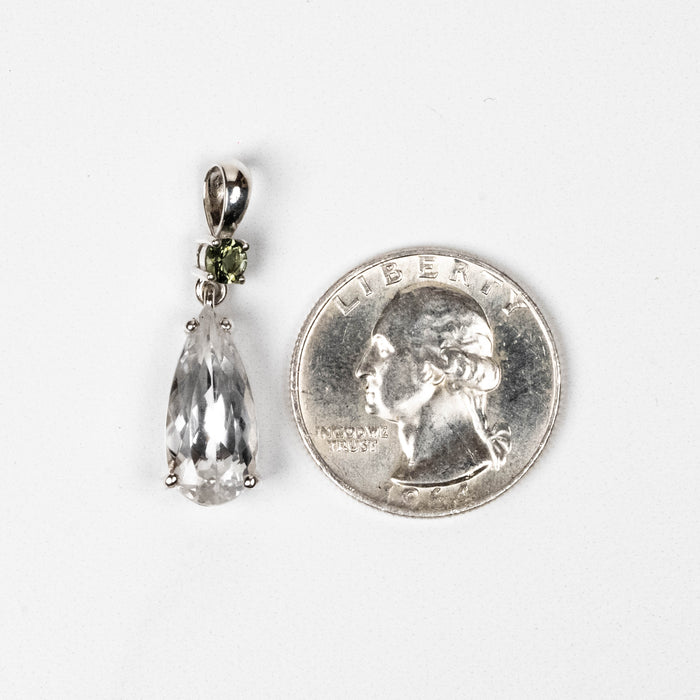 Phenakite 17x8mm 4.4 ct + 4mm Moldavite Pendant