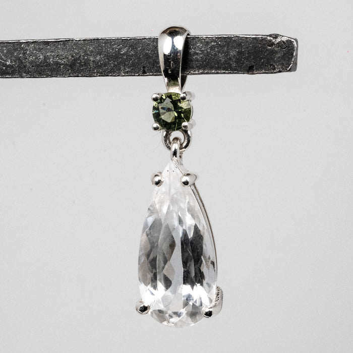 Phenakite 17x8mm 4.4 ct + 4mm Moldavite Pendant