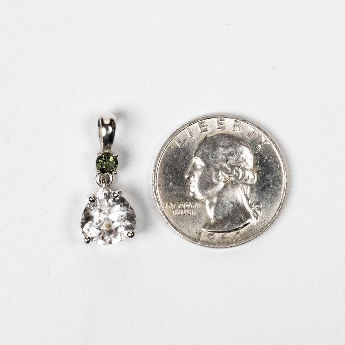 Phenakite 10x9mm 2.80 ct + 4mm Moldavite Pendant