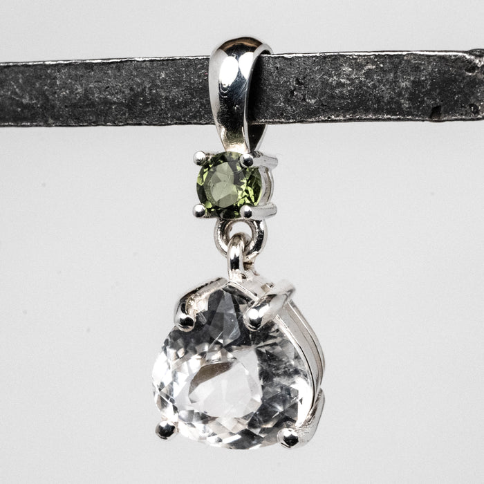 Phenakite 10x9mm 2.80 ct + 4mm Moldavite Pendant