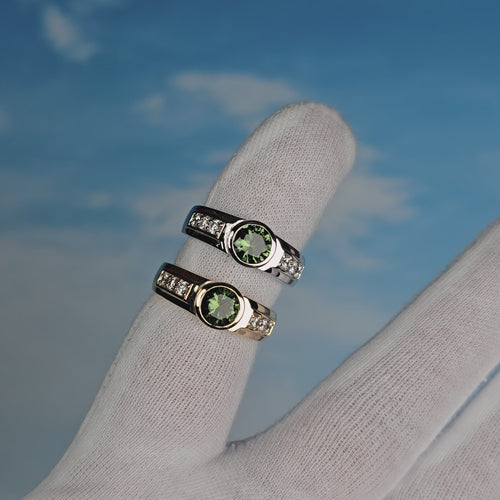 Moldavite + Diamond Men's Ring 20th Anniversary Limited Edition 14K Gold PRE-ORDER - InnerVision Crystals
