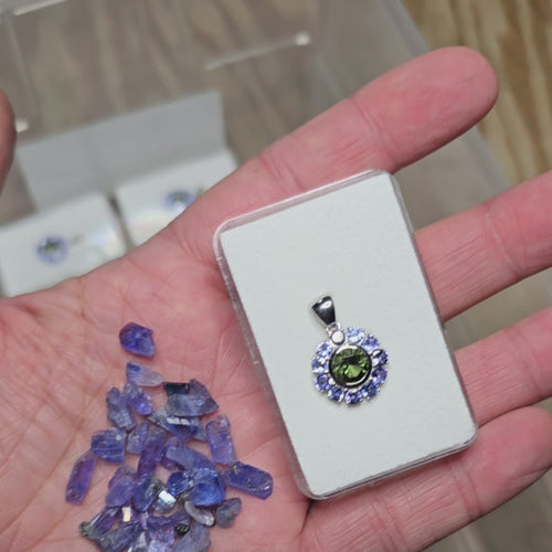 Moldavite + Tanzanite Mandala Pendant PRE-ORDER - InnerVision Crystals