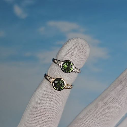 Moldavite + Diamond Women's Ring 20th Anniversary Limited Edition 14K Gold PRE-ORDER - InnerVision Crystals