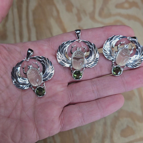 Libyan Desert Glass + Moldavite Scarab Pendant PRE-ORDER - InnerVision Crystals