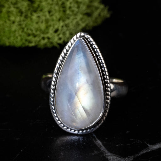 Rainbow Moonstone Ring 21x11mm Size 10 .925 Silver - InnerVision Crystals