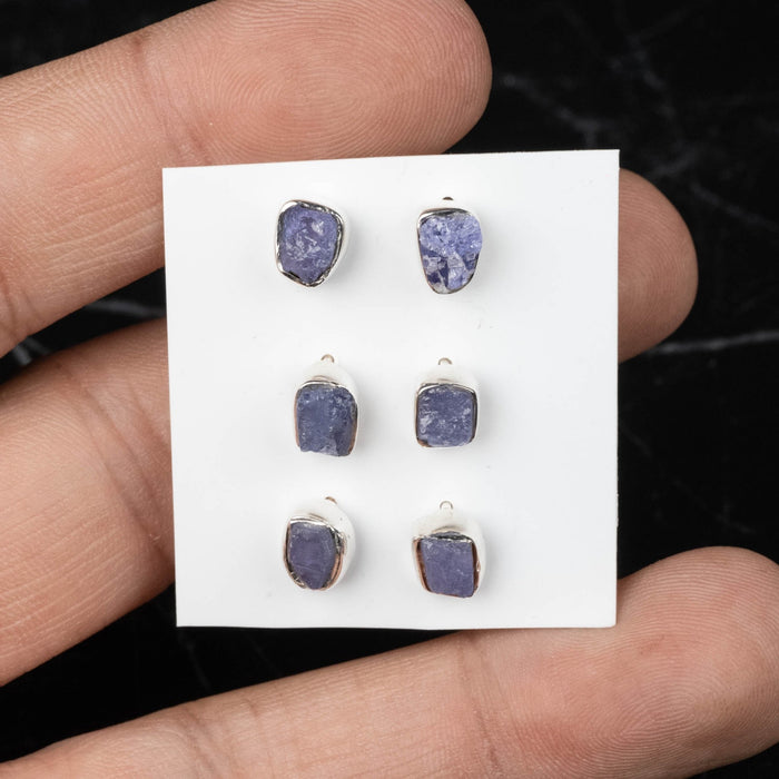Raw Tanzanite Earrings .925 Silver - InnerVision Crystals